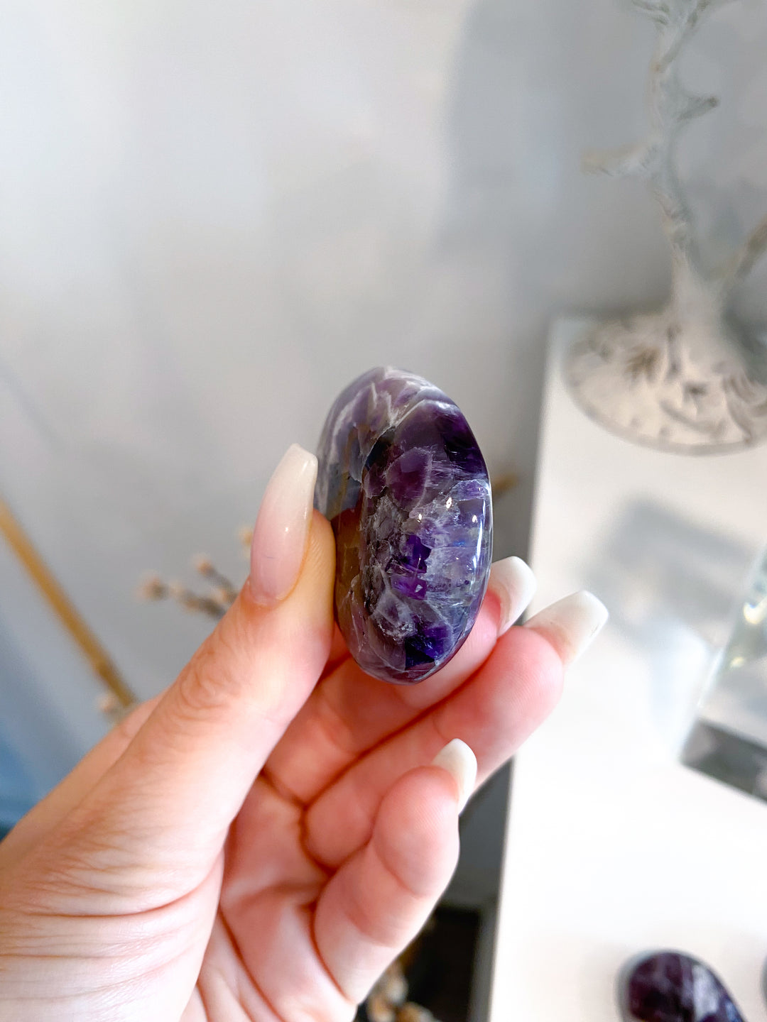 Dream Chevron Amethyst Palm Stone #1