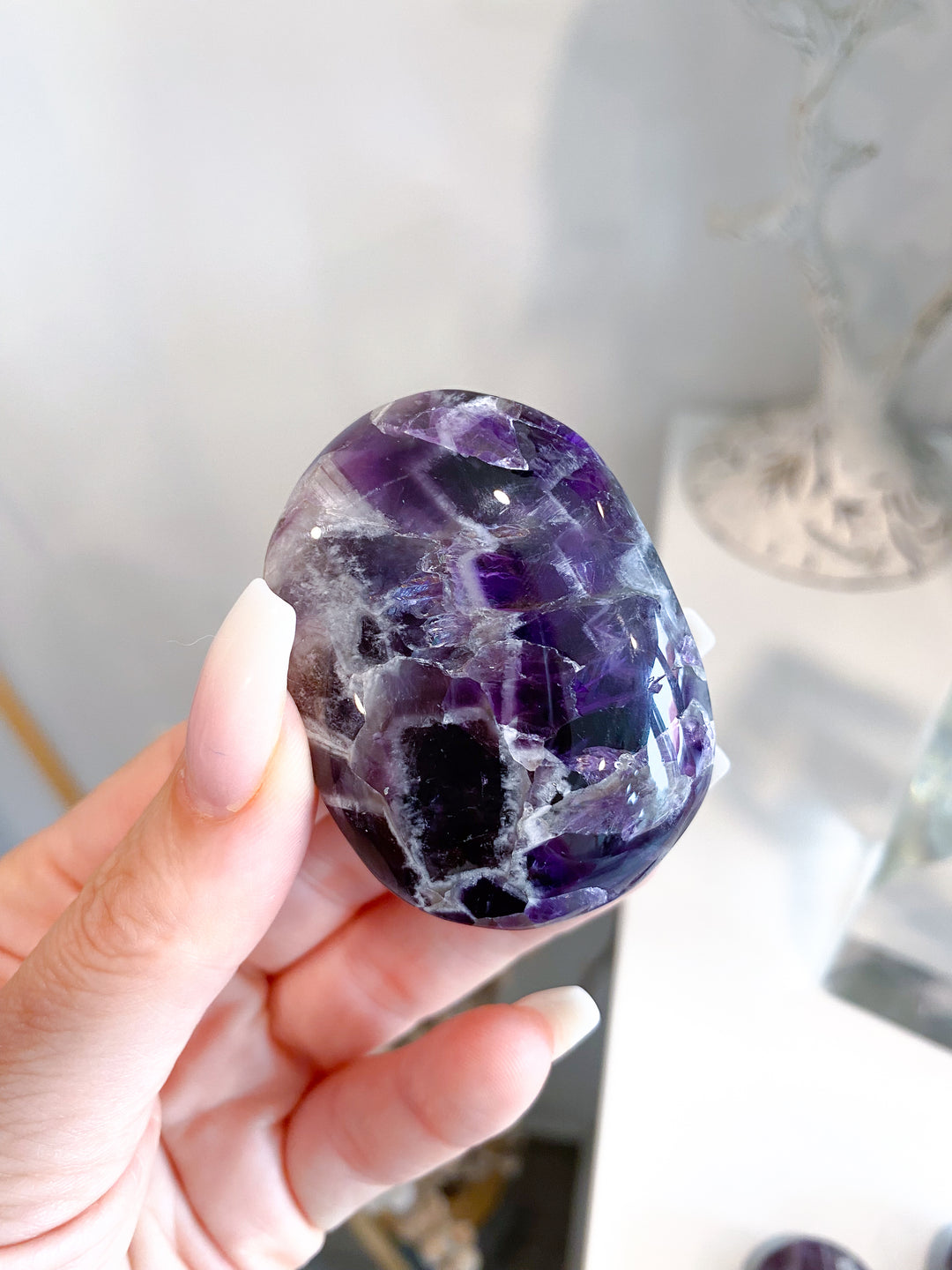 Dream Chevron Amethyst Palm Stone #1