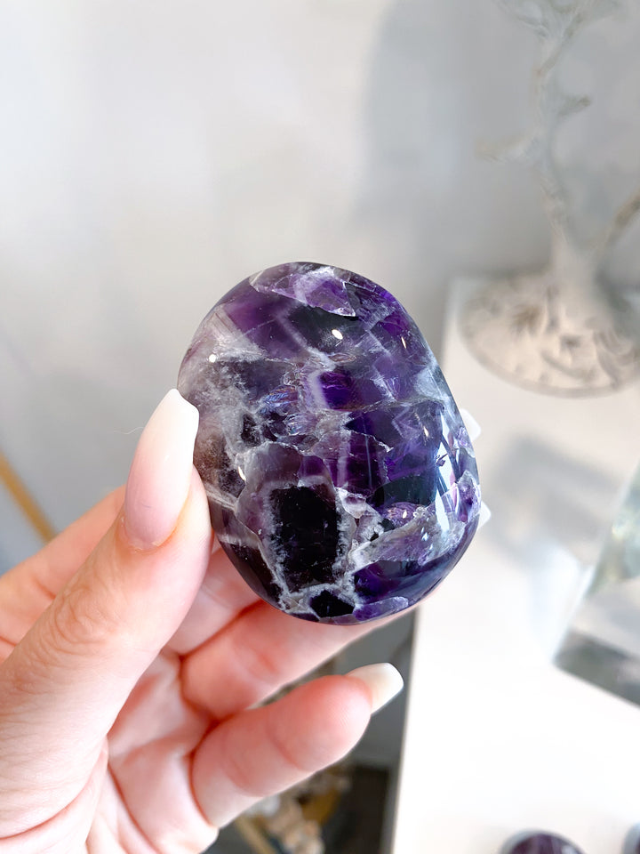 Dream Chevron Amethyst Palm Stone #1