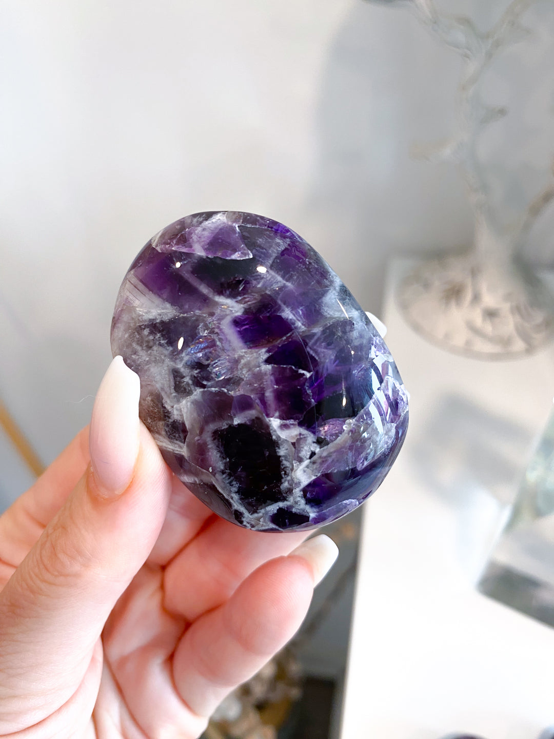 Dream Chevron Amethyst Palm Stone #1