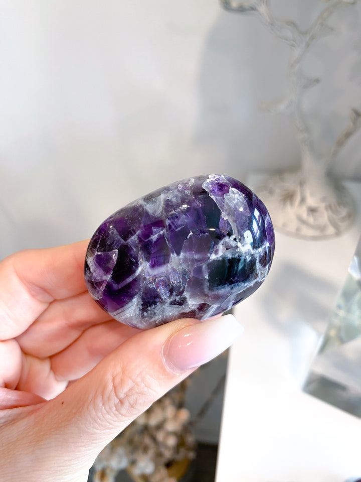Dream Chevron Amethyst Palm Stone #1