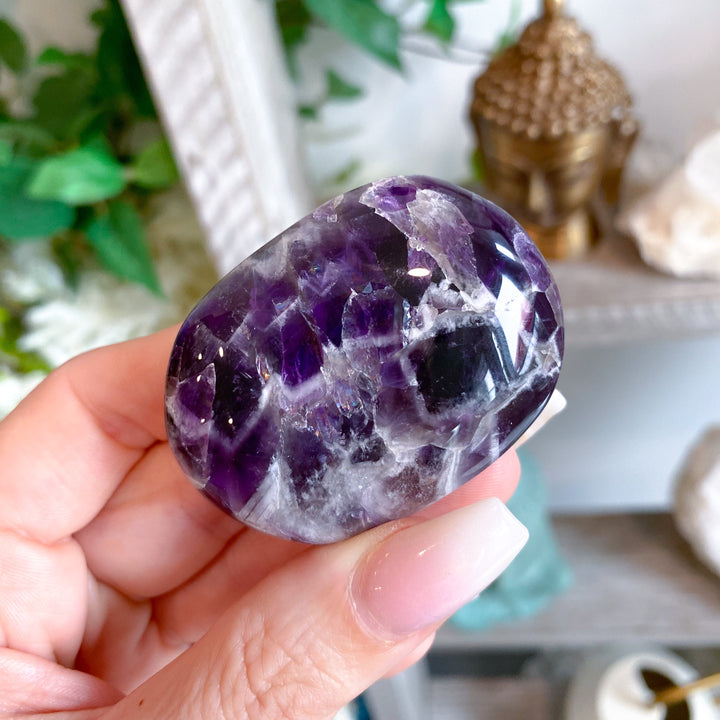 Dream Chevron Amethyst Palm Stone #1