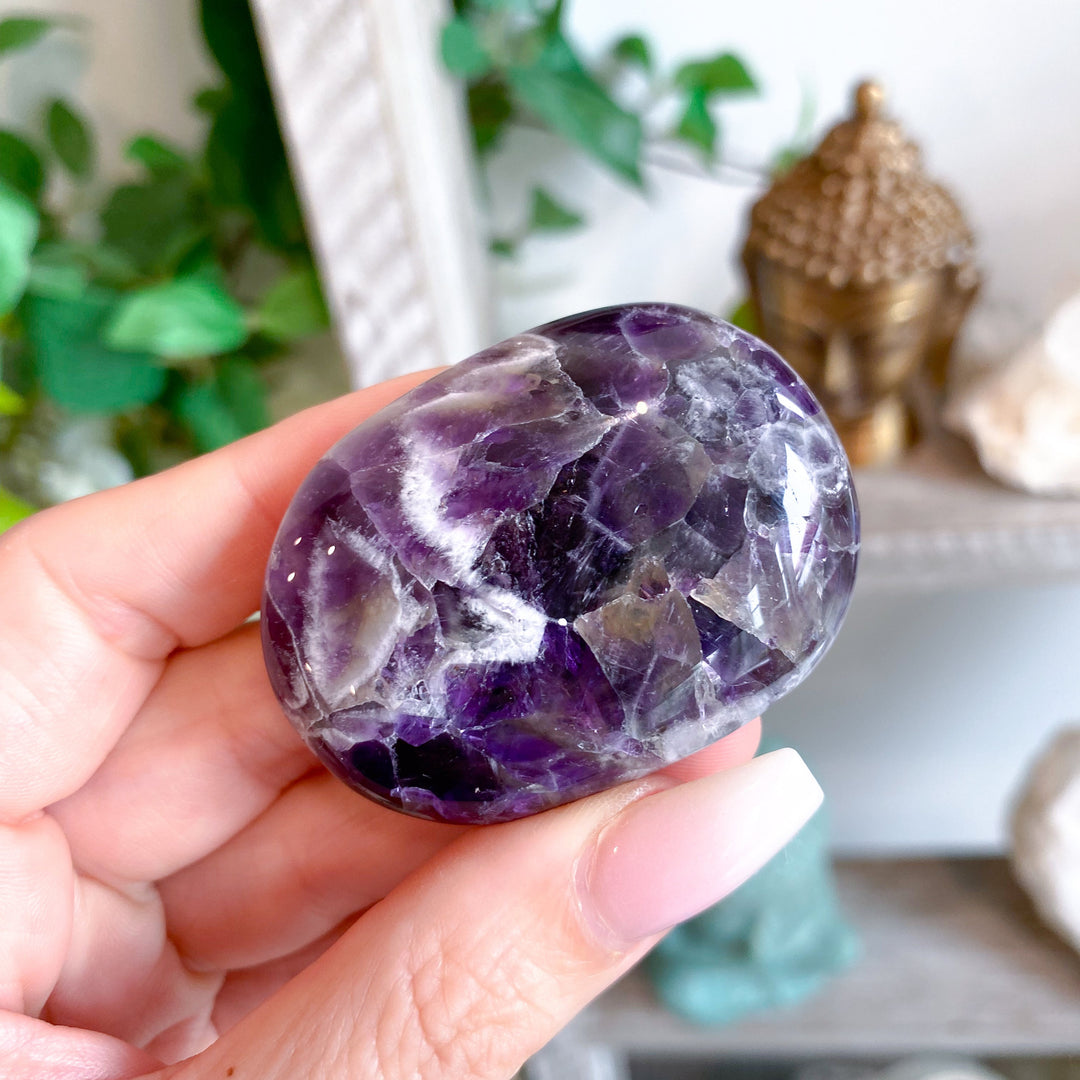 Dream Chevron Amethyst Palm Stone #1