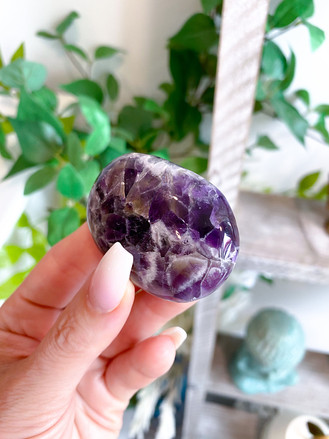 Dream Chevron Amethyst Palm Stone #1