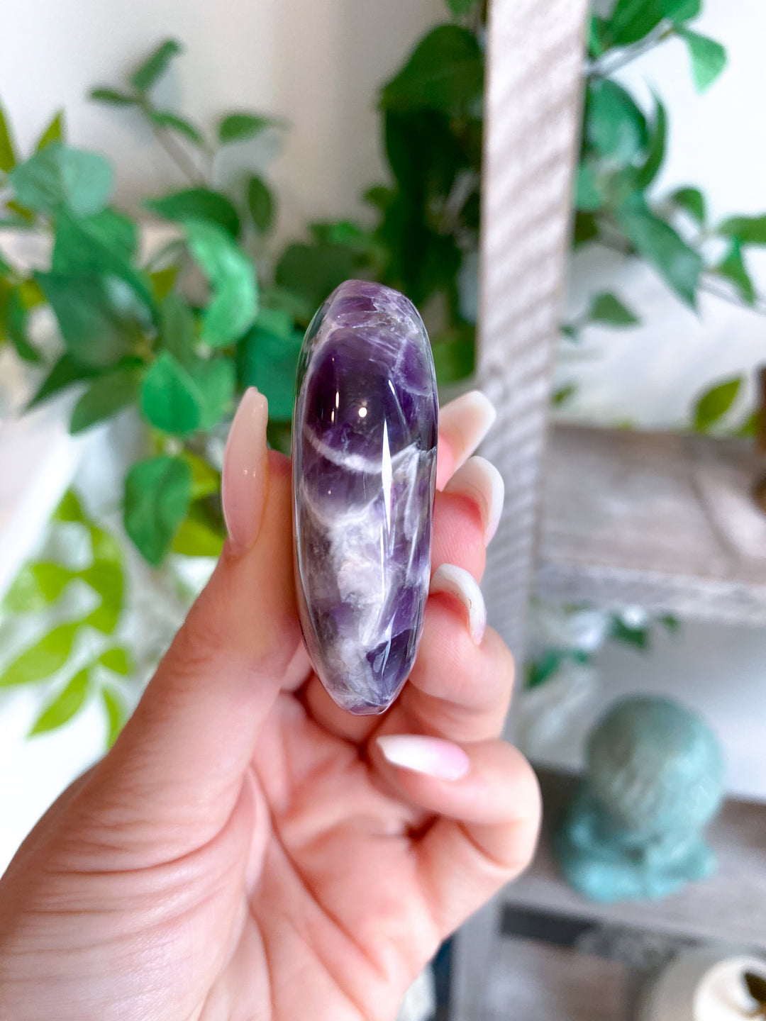 Dream Chevron Amethyst Palm Stone #1