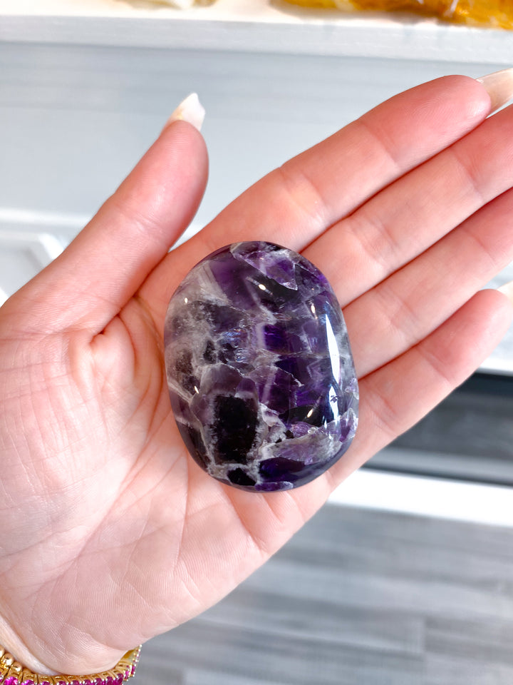 Dream Chevron Amethyst Palm Stone #1