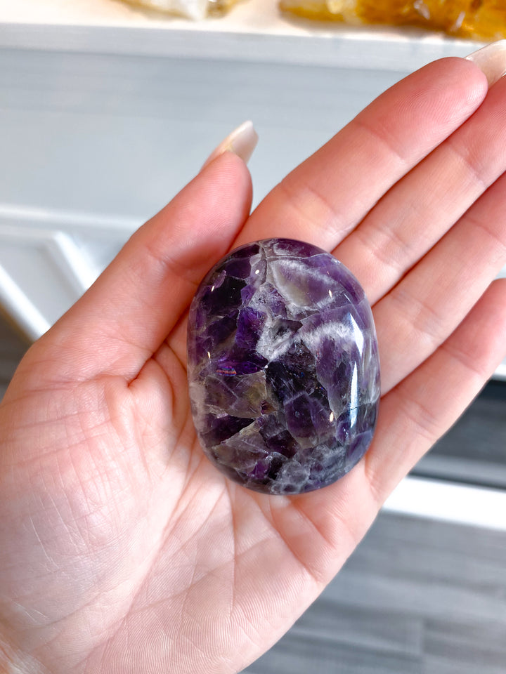 Dream Chevron Amethyst Palm Stone #1
