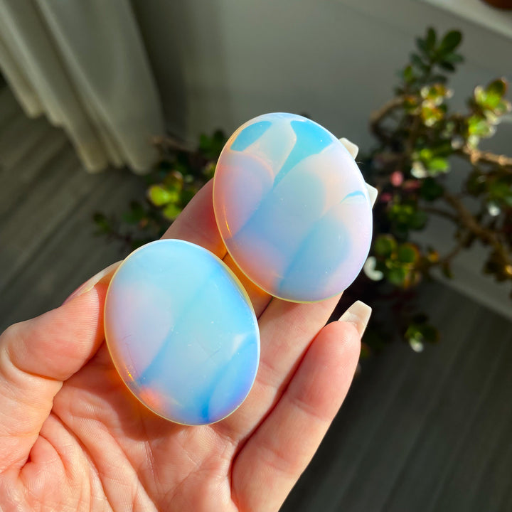 Flat Thin Opalite Palm Stone