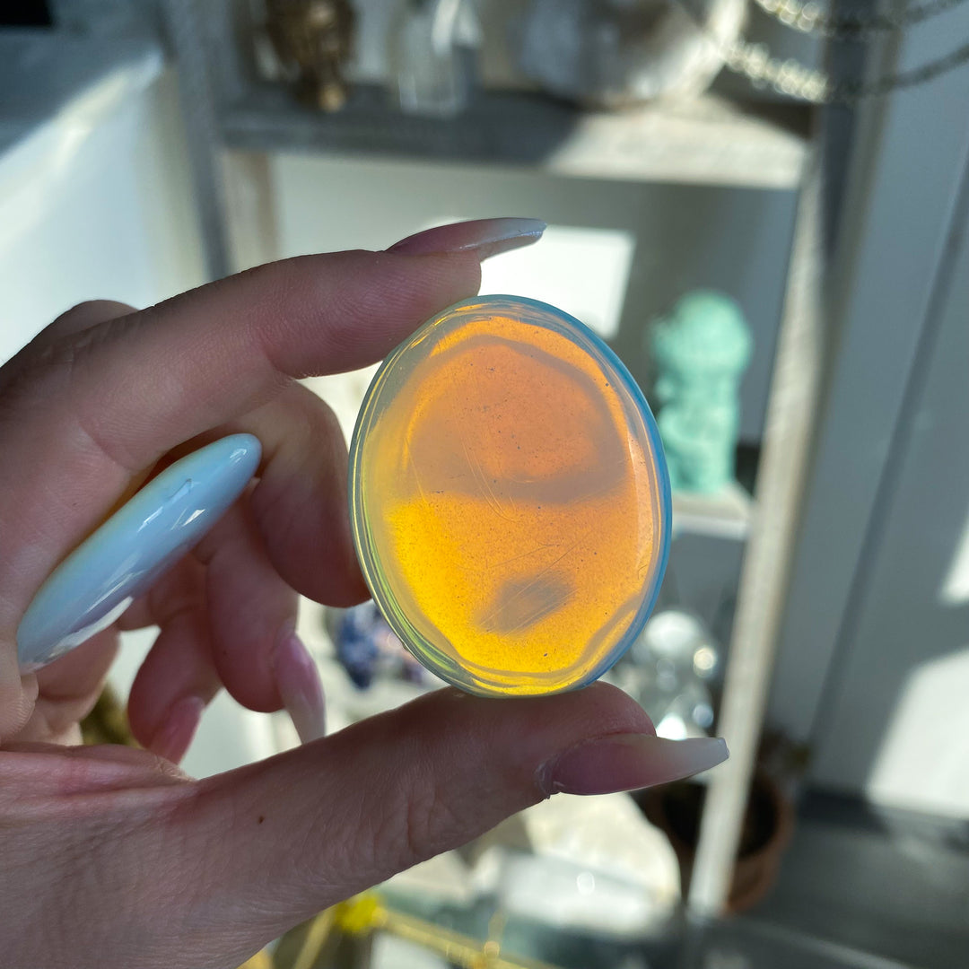 Flat Thin Opalite Palm Stone