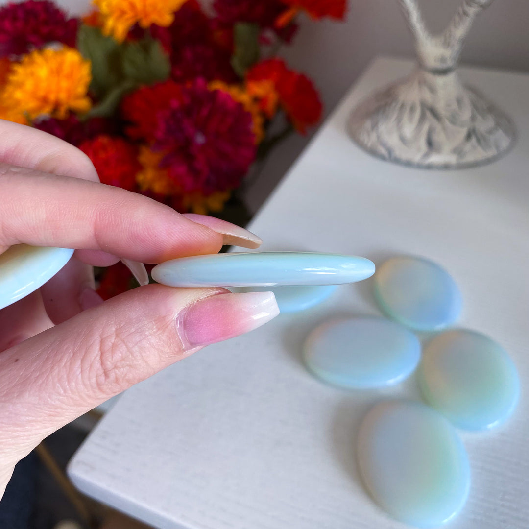 Flat Thin Opalite Palm Stone