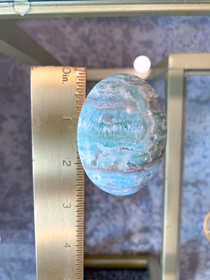 Small Blue Aragonite Palm Stone #1
