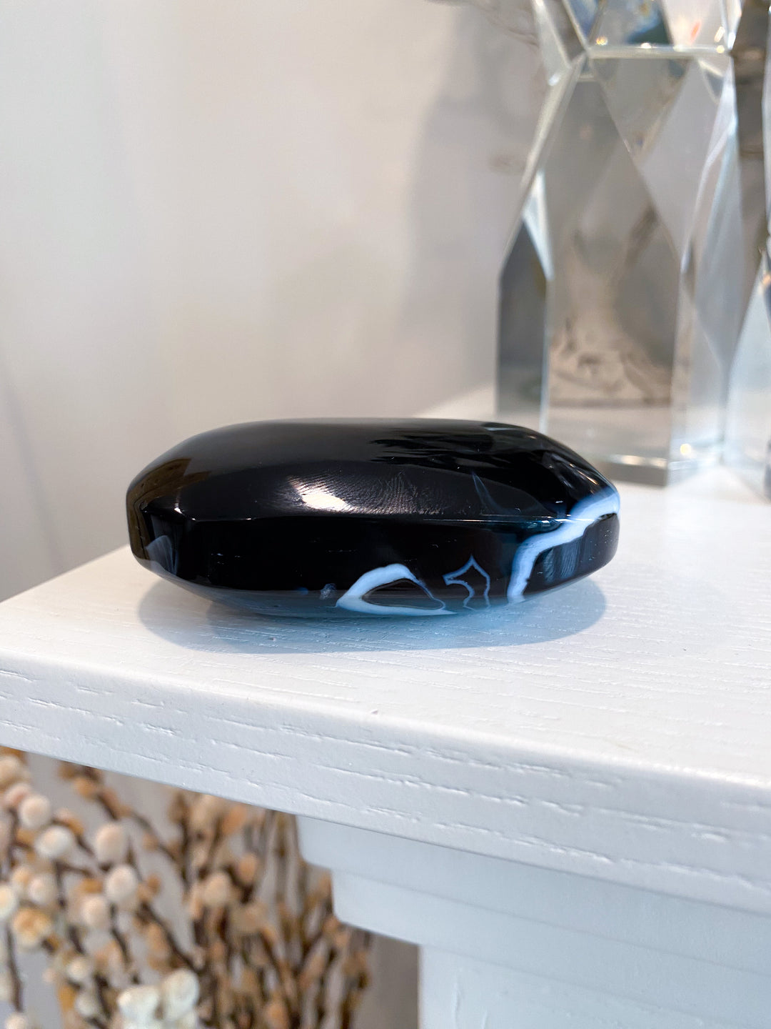 Black Agate Palm Stone #5 - Get Exact Item - Protection - Energy