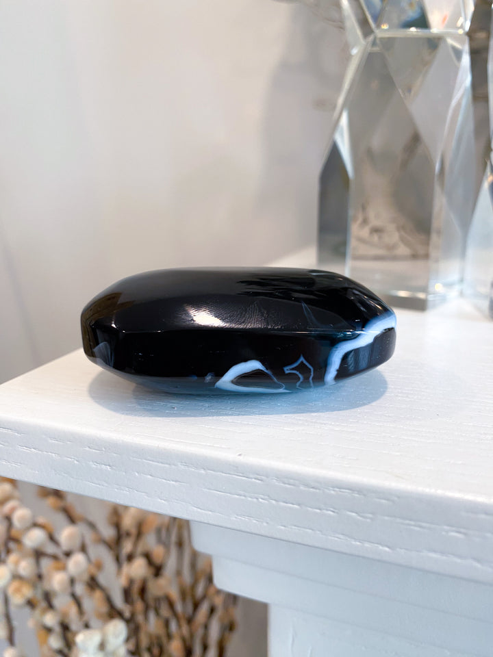 Black Agate Palm Stone #5 - Get Exact Item - Protection - Energy