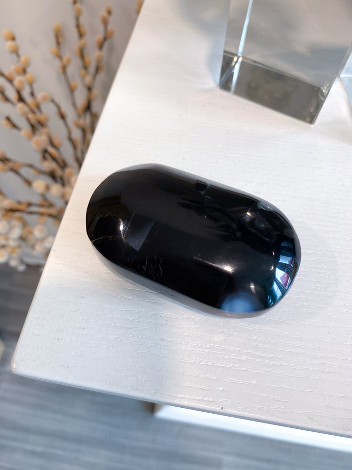 Black Agate Palm Stone #5 - Get Exact Item - Protection - Energy