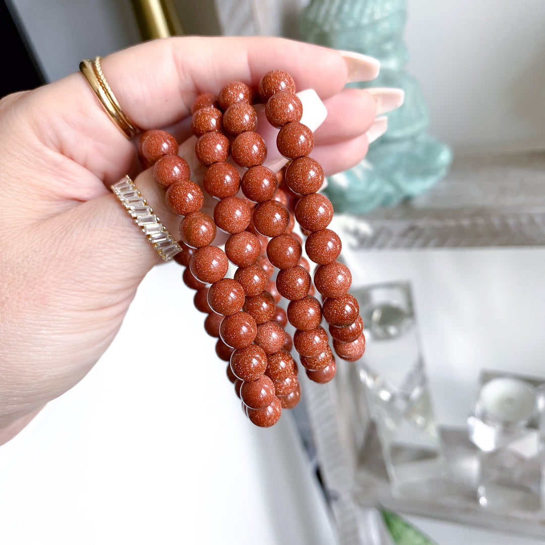 Goldstone Stretch Bracelet 8mm (Copper Flecks)