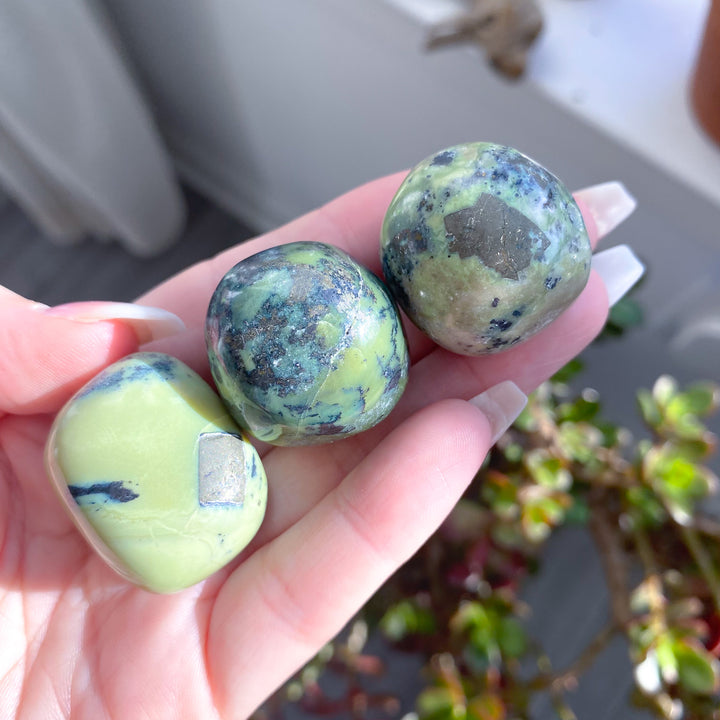 RARE Serpentine with Pyrite Inclusion Pebble