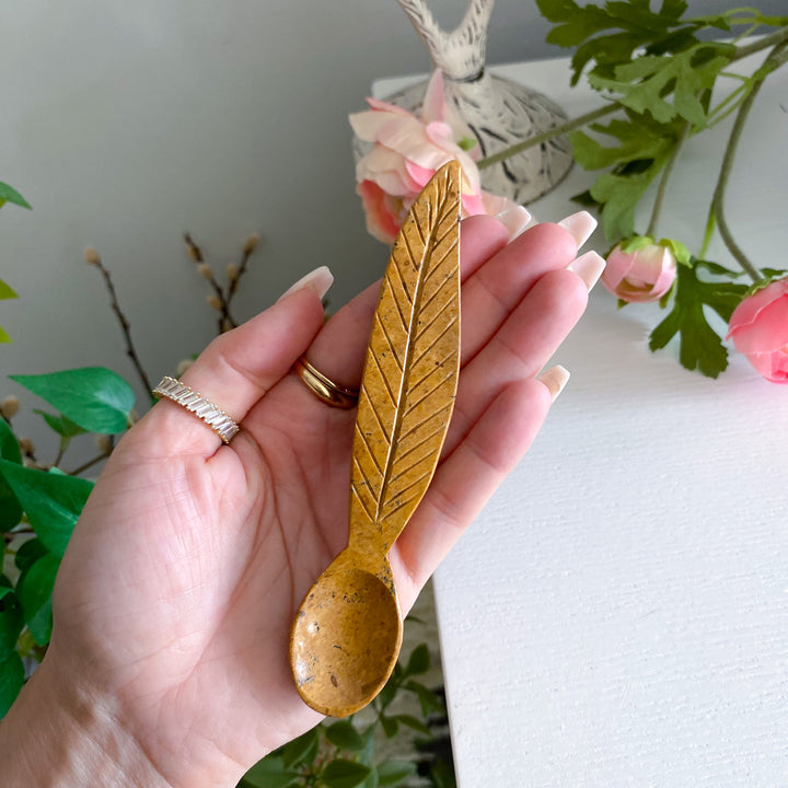 Yellow Aventurine Spoon with Feather Handle