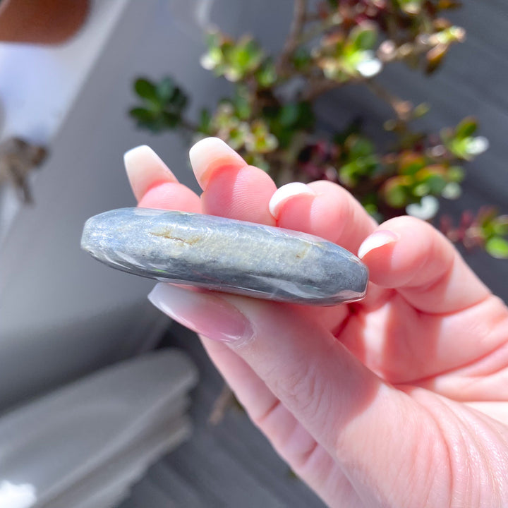 Long Orange Flash Labradorite Pebble 