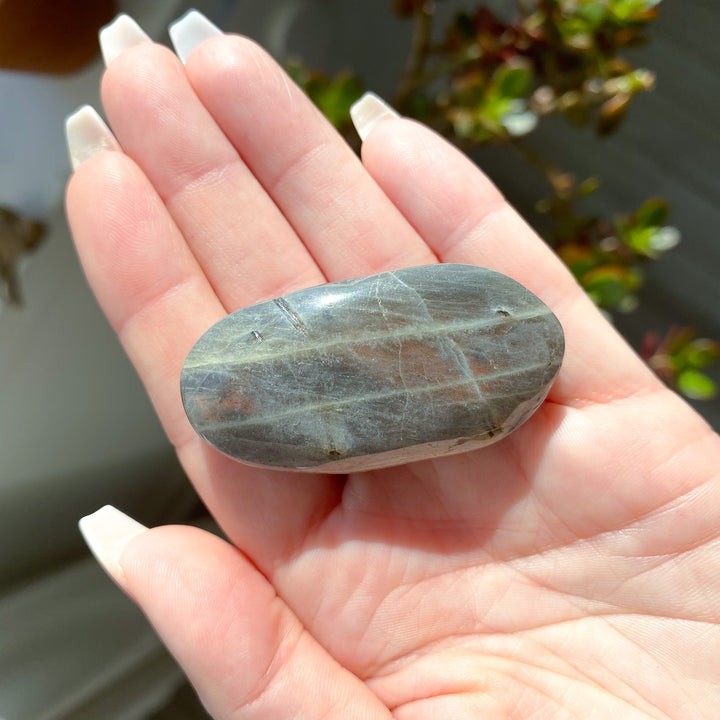 Long Orange Flash Labradorite Pebble 