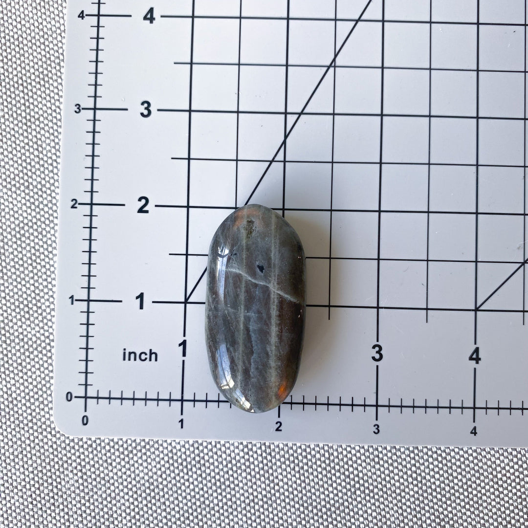 Long Orange Flash Labradorite Pebble 