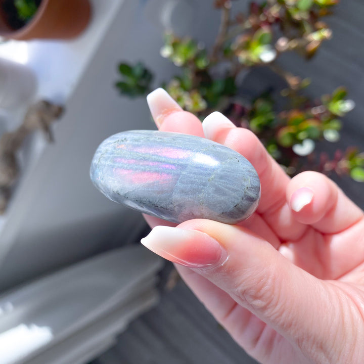 Long Pink Flash Labradorite Pebble 