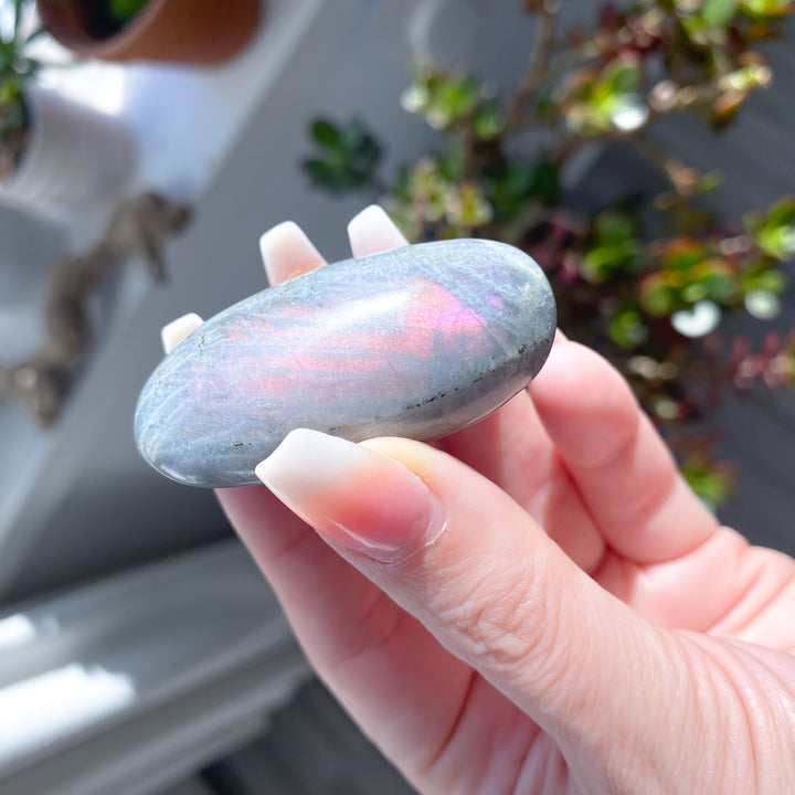 Long Pink Flash Labradorite Pebble 