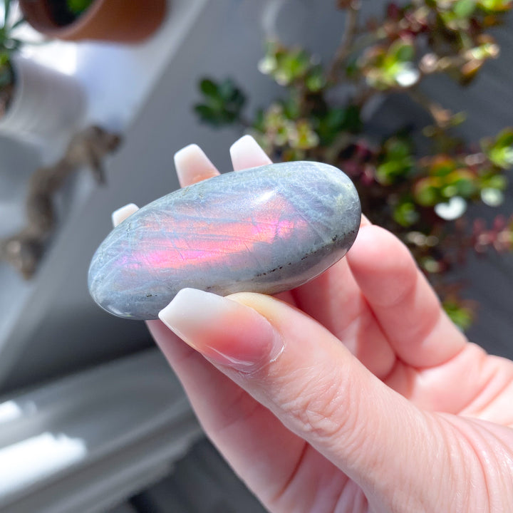 Long Pink Flash Labradorite Pebble 