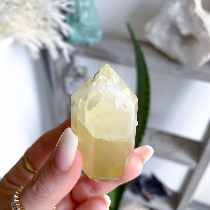Dimensional Lemon Quartz Double Terminated Wand w/ Rainbows