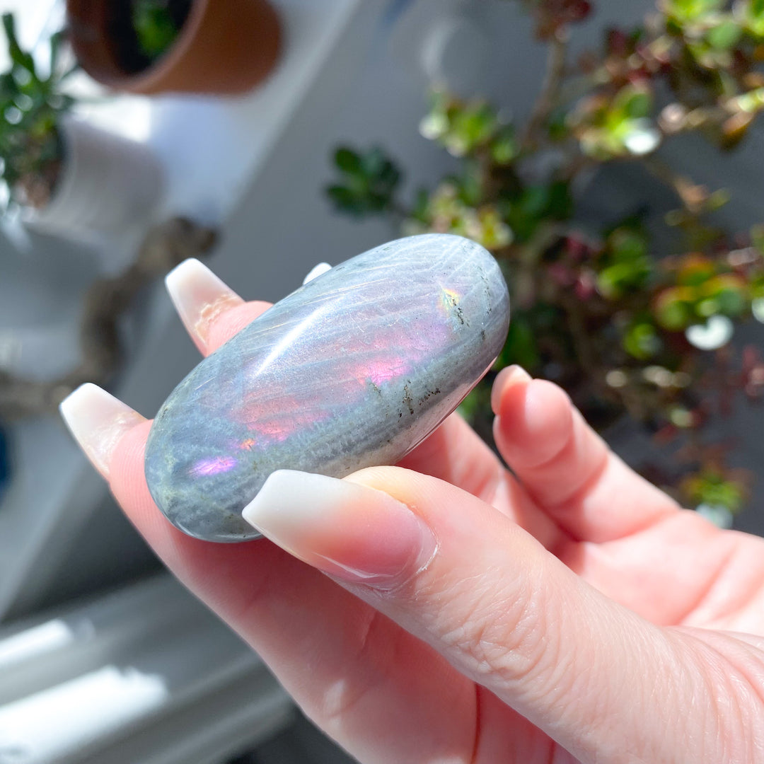 Long Pink Flash Labradorite Pebble 