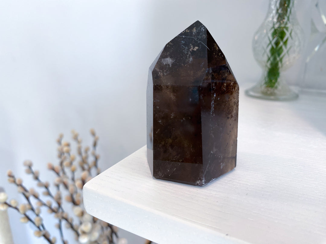 Faceted Smokey Quartz Tower
