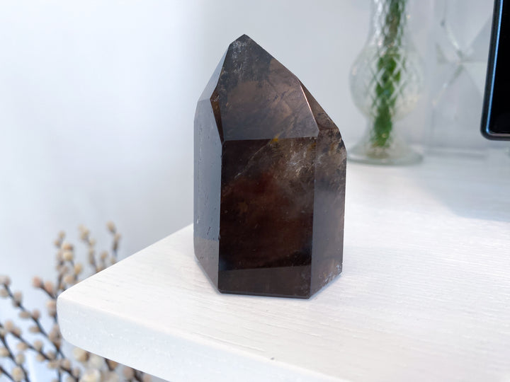 Faceted Smokey Quartz Tower