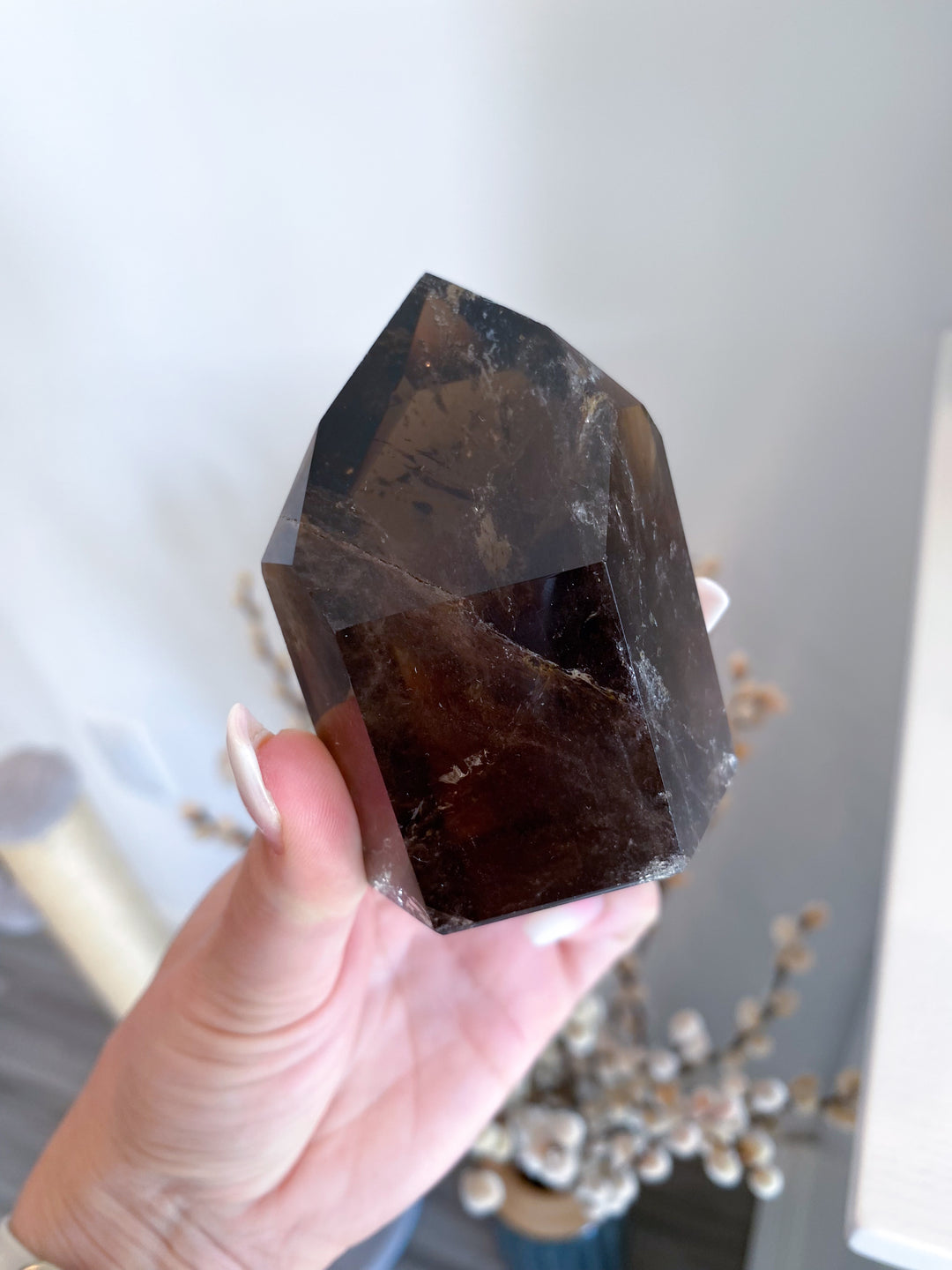 Faceted Smokey Quartz Tower