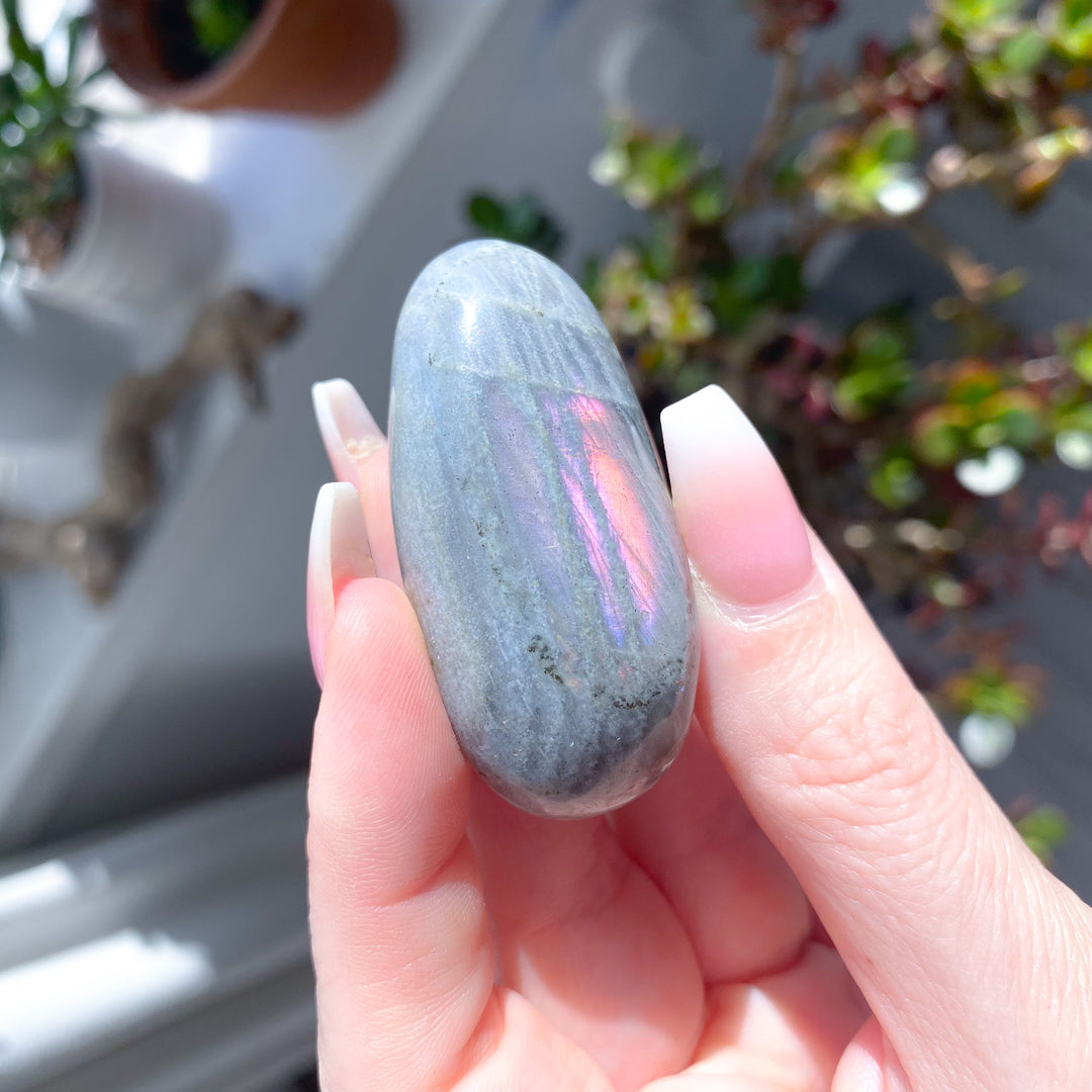 Long Pink Flash Labradorite Pebble 