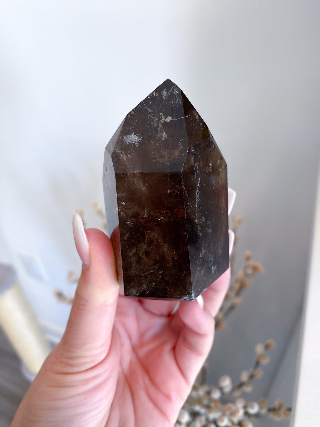 Faceted Smokey Quartz Tower