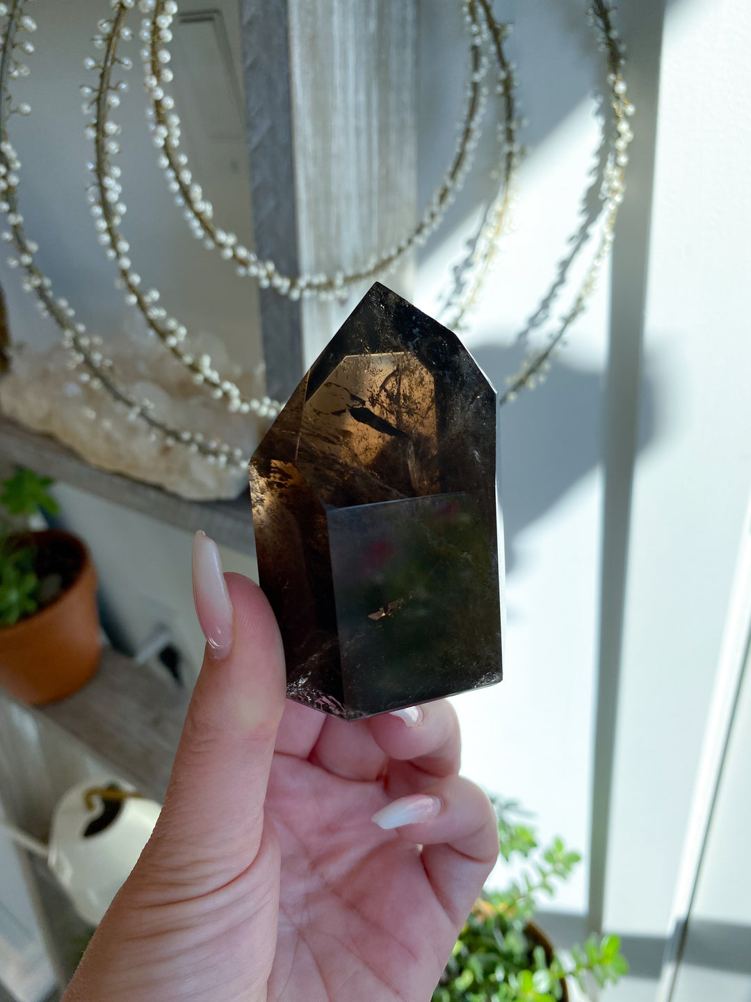 Faceted Smokey Quartz Tower