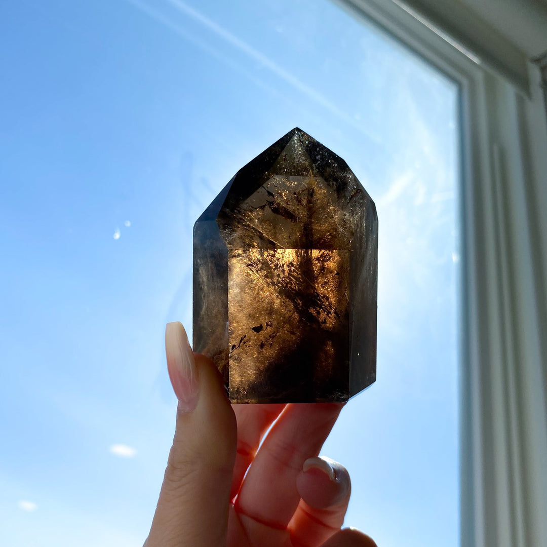Faceted Smokey Quartz Tower