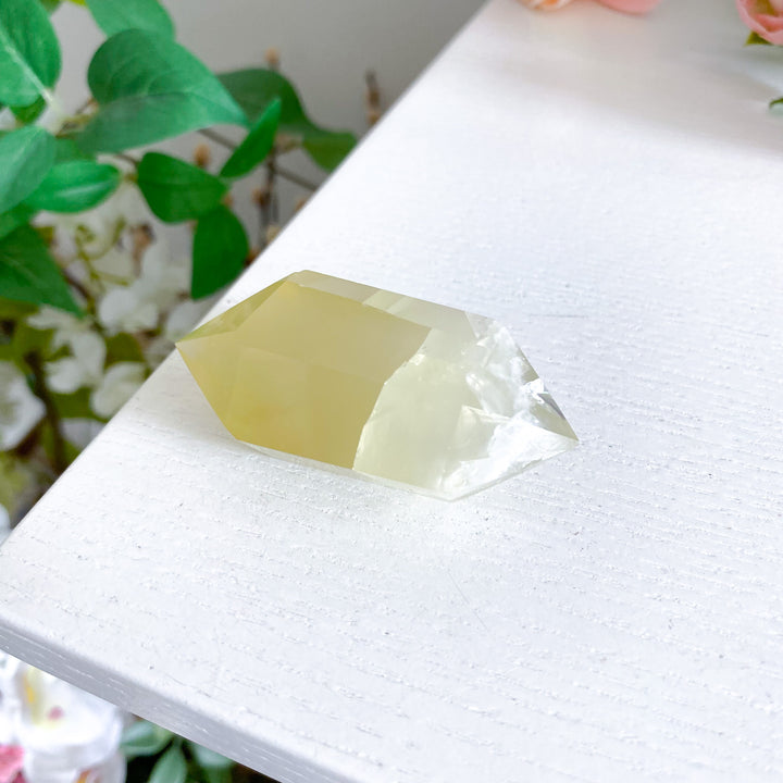 Dimensional Lemon Quartz Double Terminated Wand w/ Rainbows