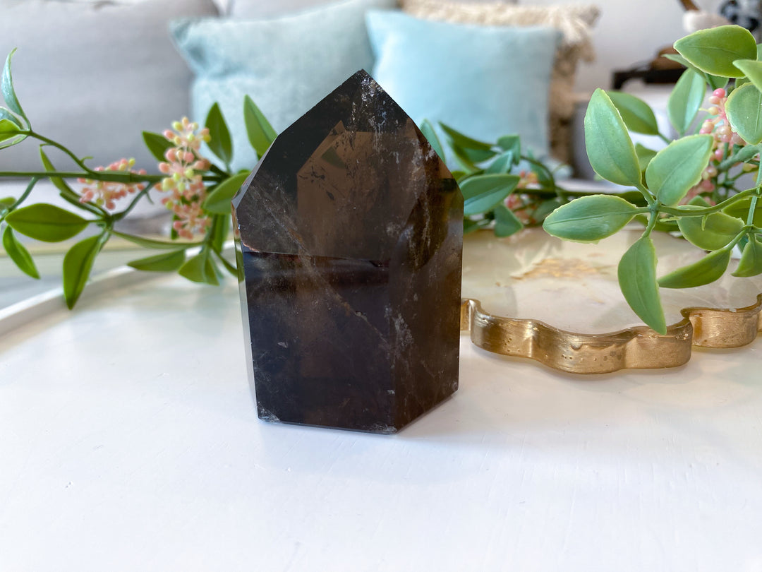 Faceted Smokey Quartz Tower