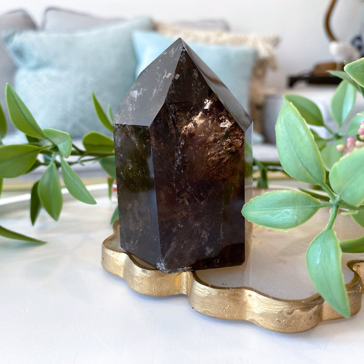 Faceted Smokey Quartz Tower