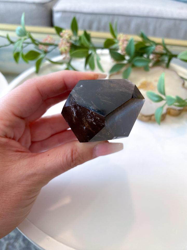 Faceted Smokey Quartz Tower