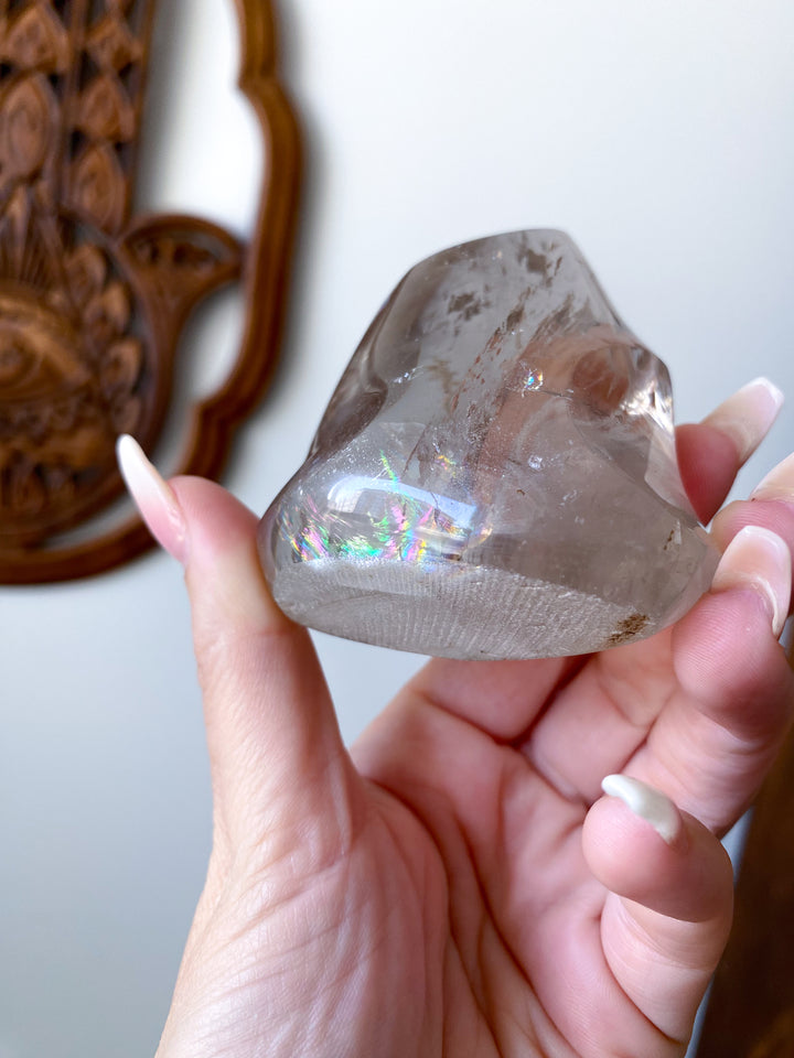 Faceted Smokey Quartz Flame w/ Rainbows
