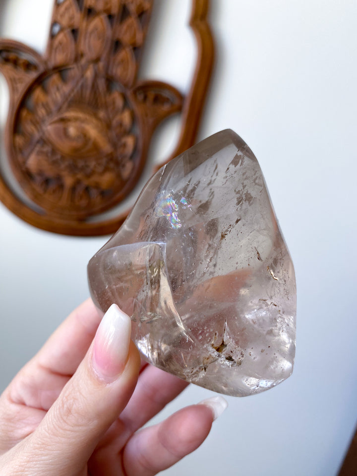 Faceted Smokey Quartz Flame w/ Rainbows