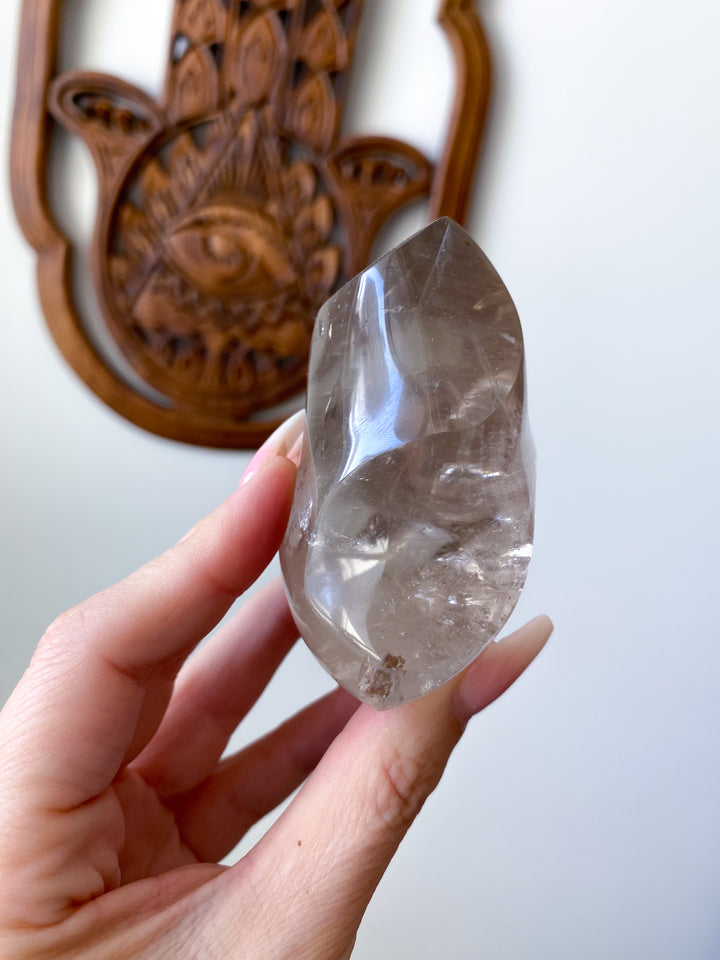 Faceted Smokey Quartz Flame w/ Rainbows