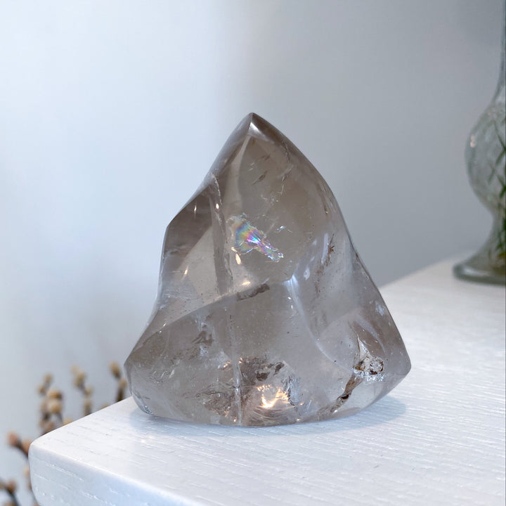 Faceted Smokey Quartz Flame w/ Rainbows