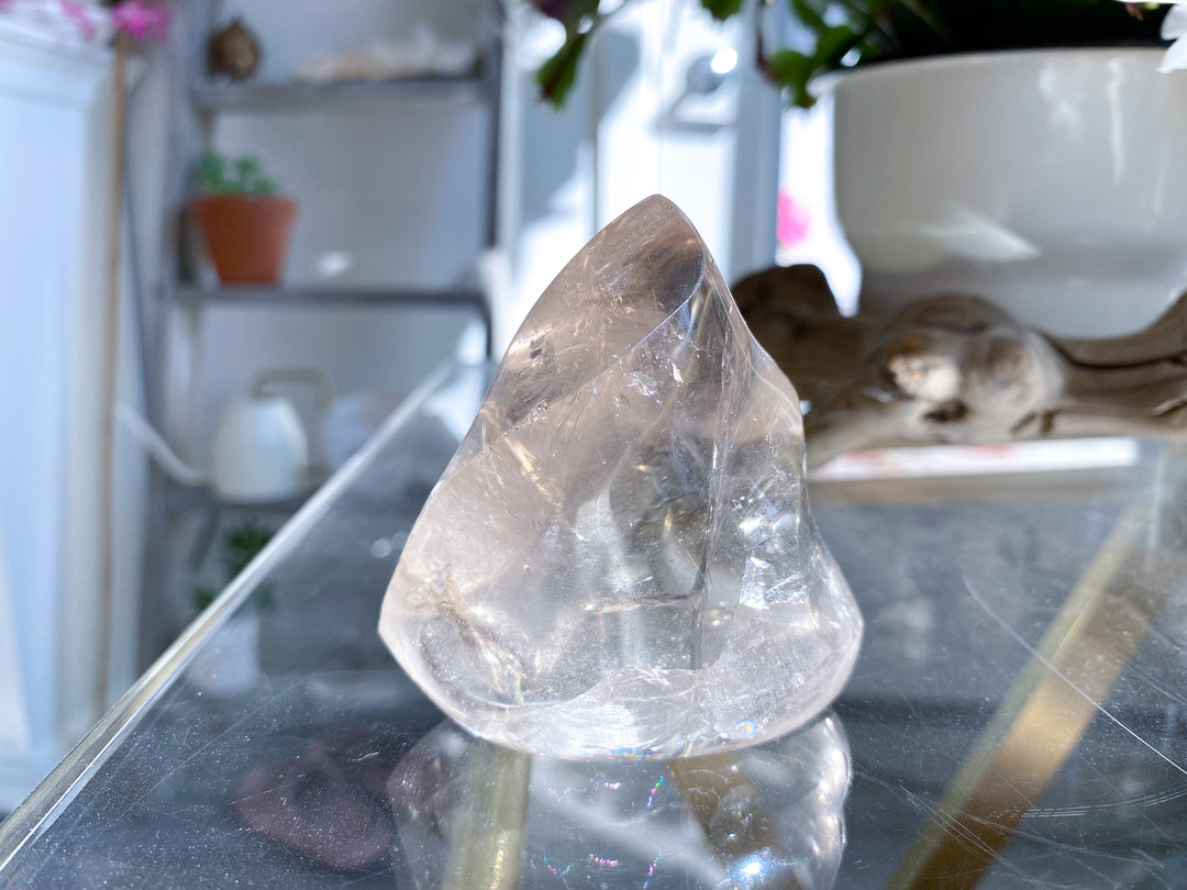 Faceted Smokey Quartz Flame w/ Rainbows