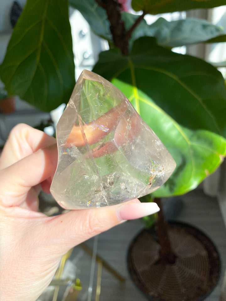 Faceted Smokey Quartz Flame w/ Rainbows