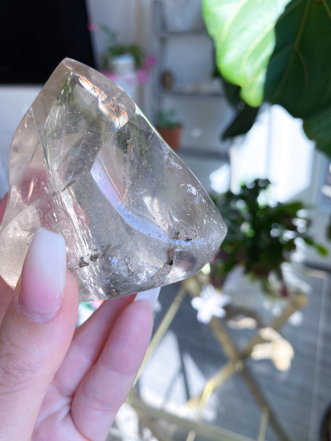 Faceted Smokey Quartz Flame w/ Rainbows