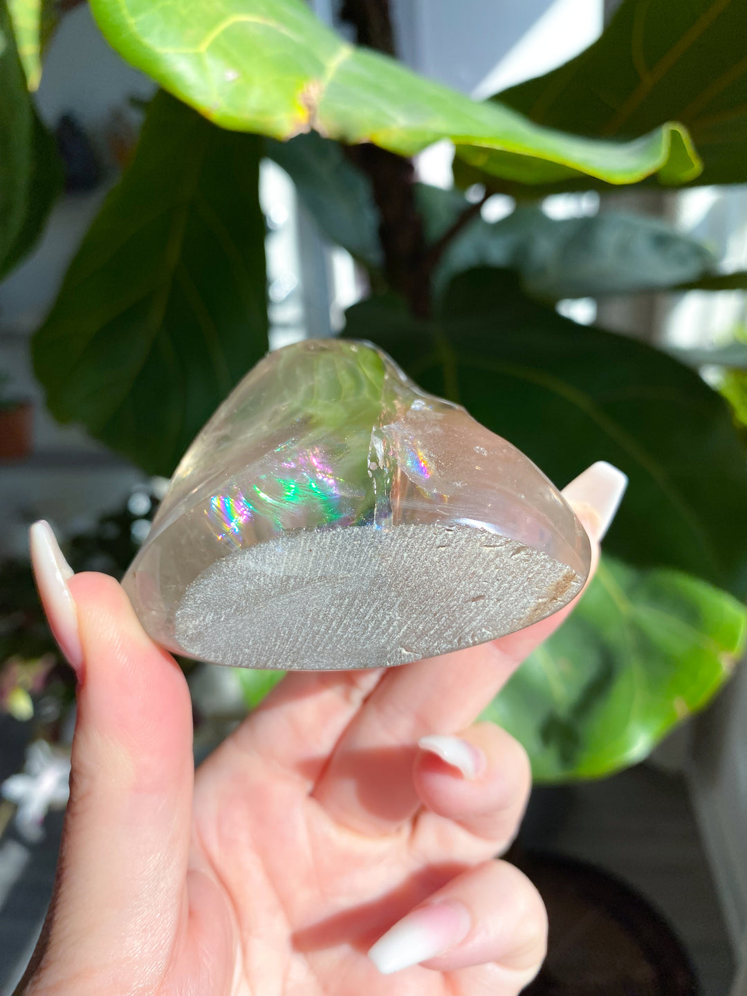 Faceted Smokey Quartz Flame w/ Rainbows
