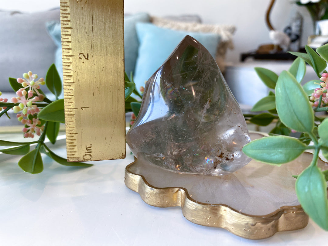 Faceted Smokey Quartz Flame w/ Rainbows