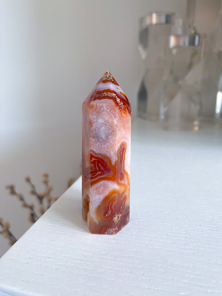 Carnelian & Moss Agate Tower #2 - Get Exact Crystal